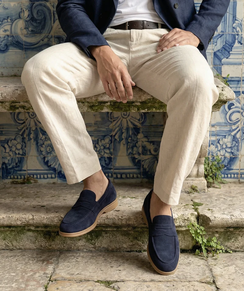 Mocassin PORTOBELLO Daim Bleu Marine