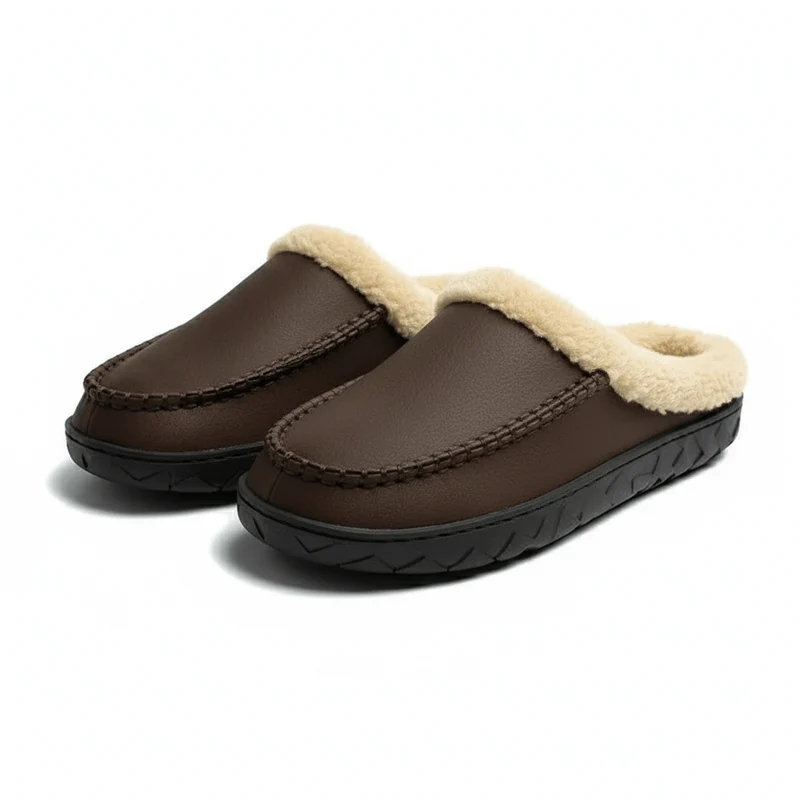 Chaussons Fourrés Aspect Mouton pour Homme