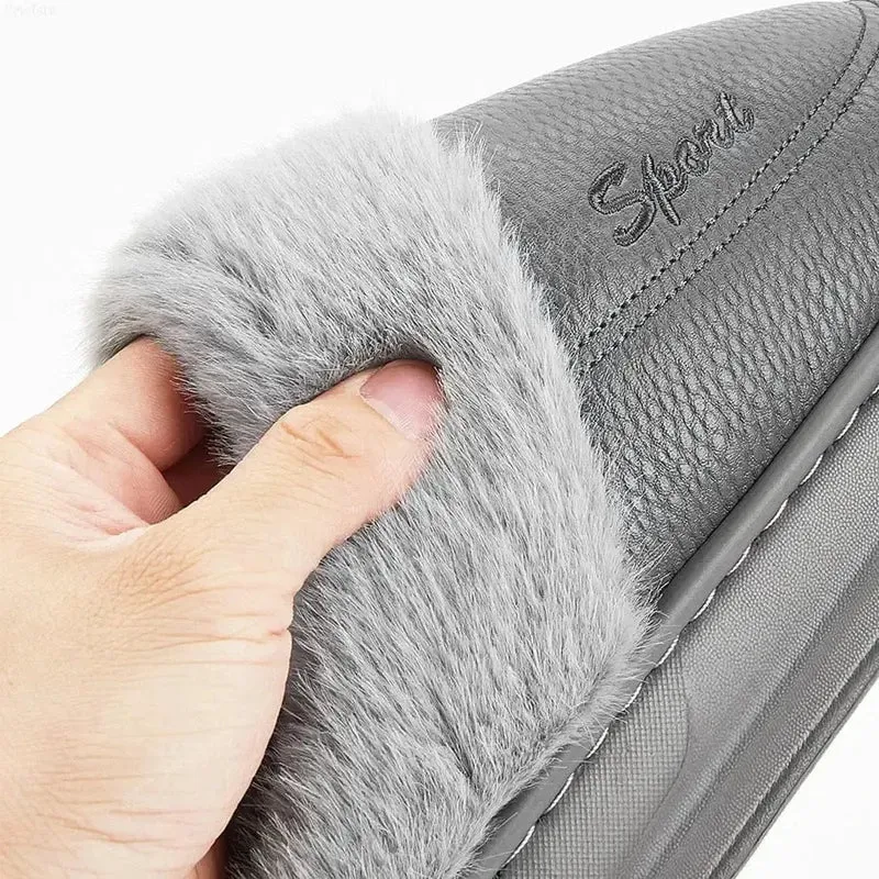 Chaussons en Similicuir Fourrés pour Homme