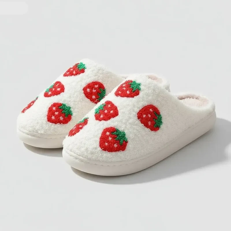 Chaussons moumoute fraise