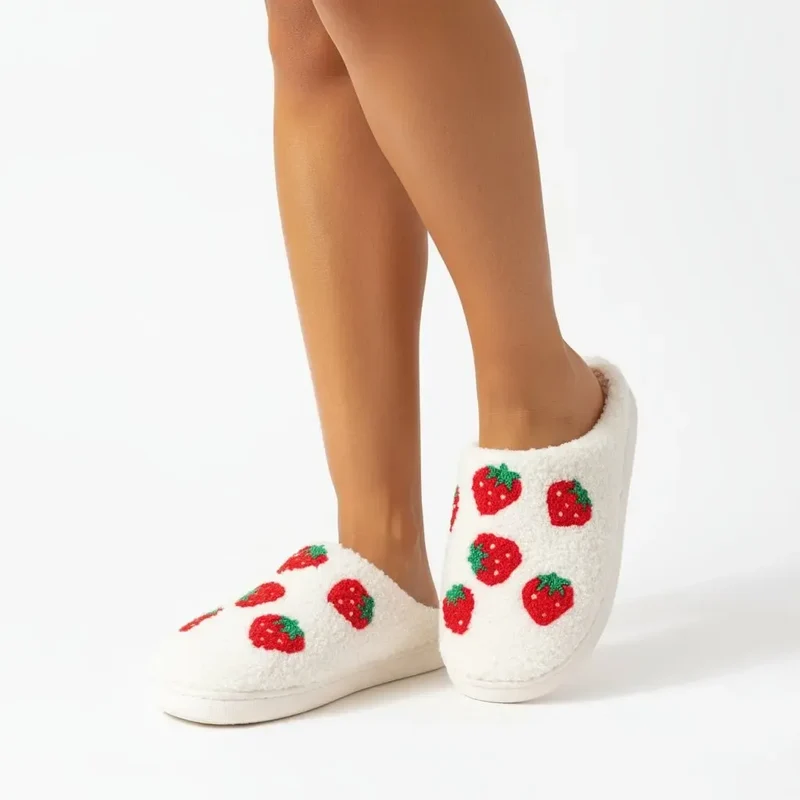 Chaussons moumoute fraise