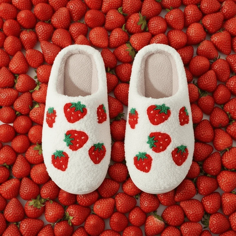 Chaussons moumoute fraise