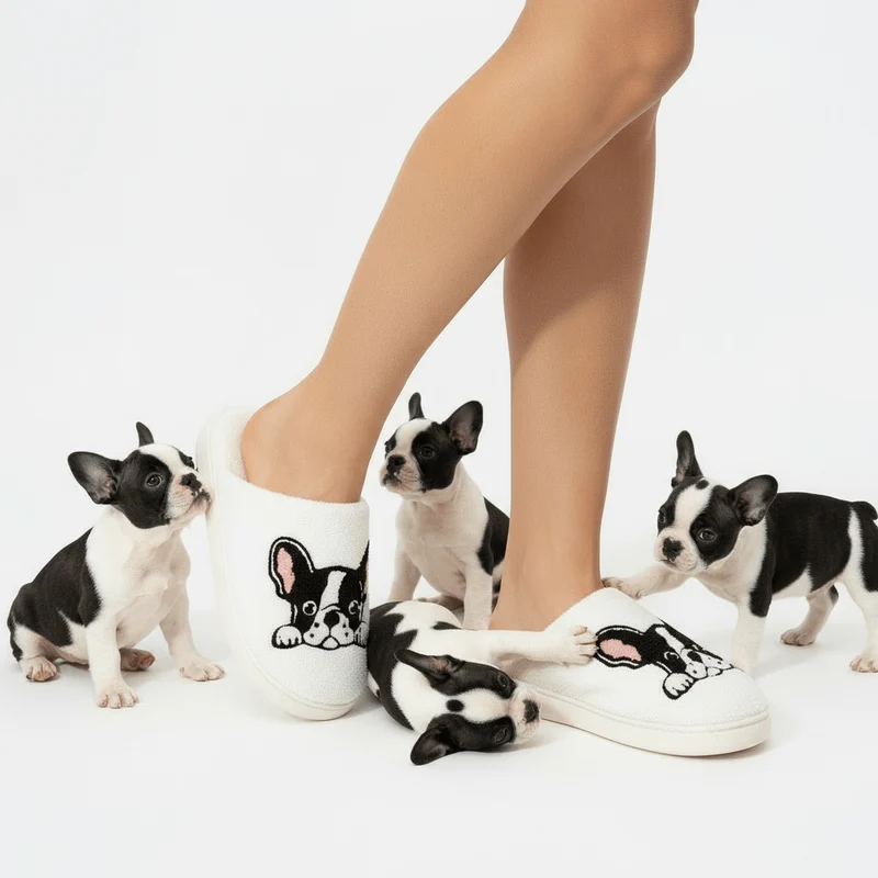 Chaussons moumoute Bouledogue