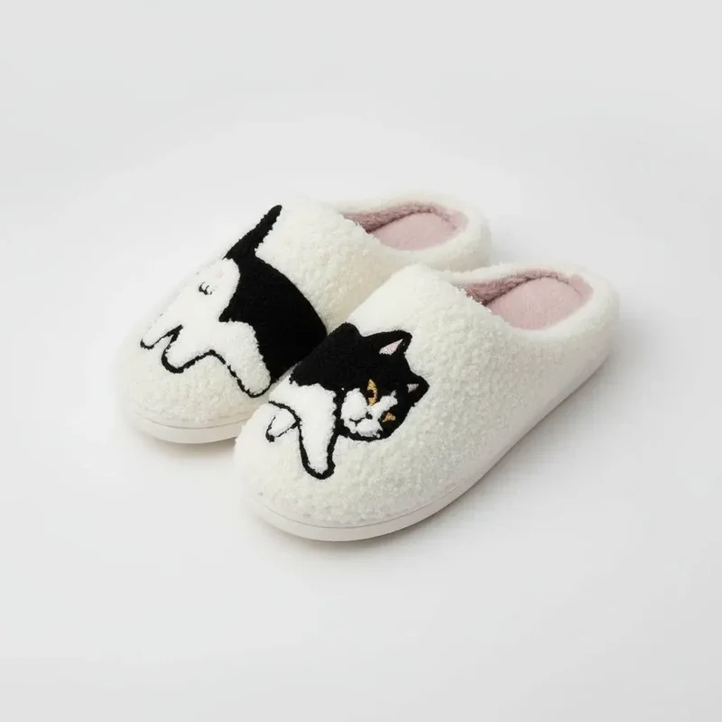 Chaussons moumoute chat rigolo