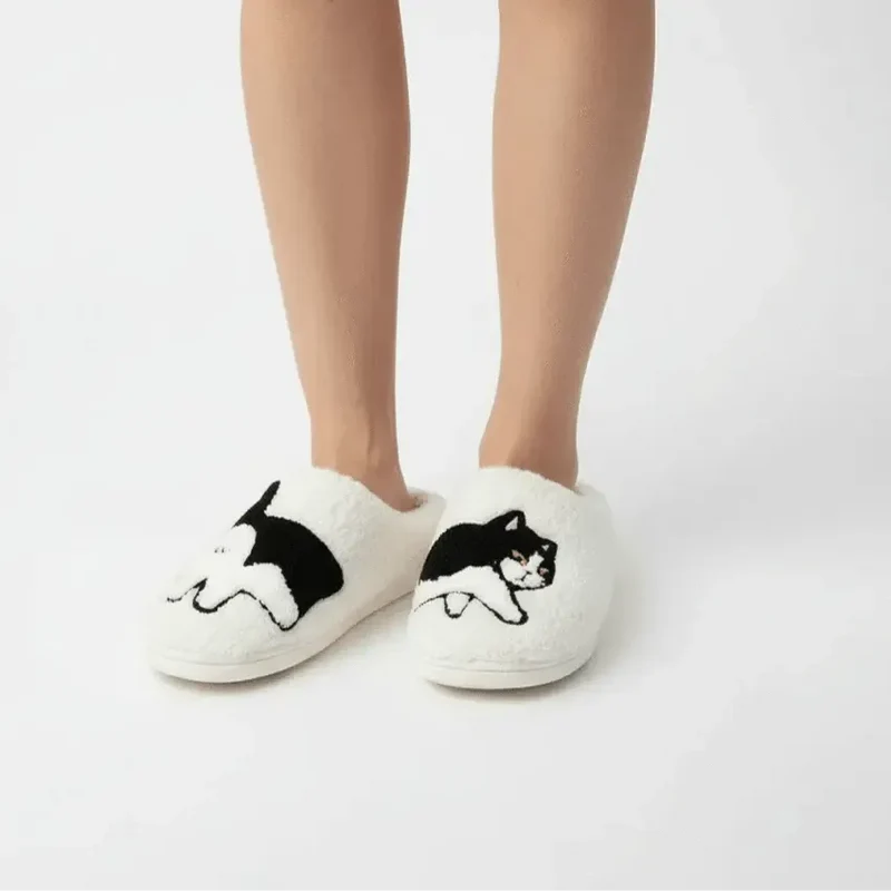 Chaussons moumoute chat rigolo