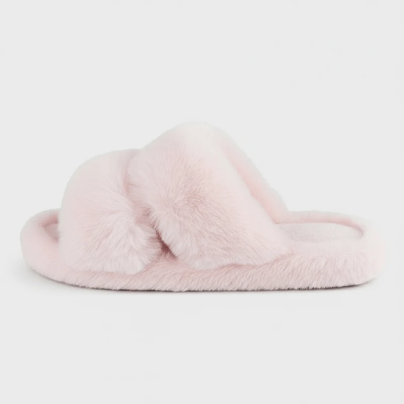 Chaussons ouverts en fourrure pour femme
