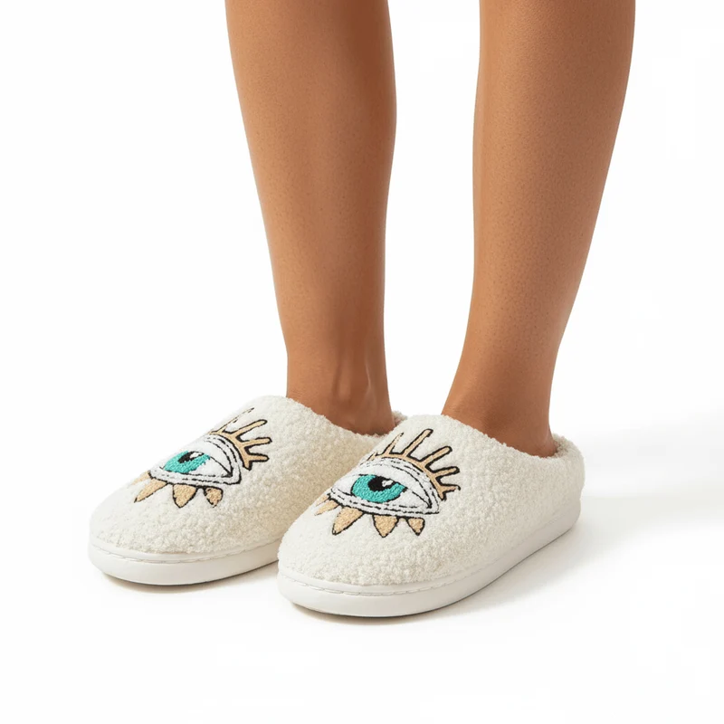 Chaussons moumoute oeil inca