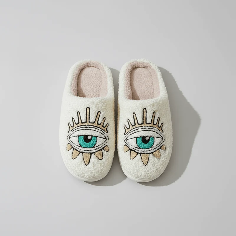 Chaussons moumoute oeil inca