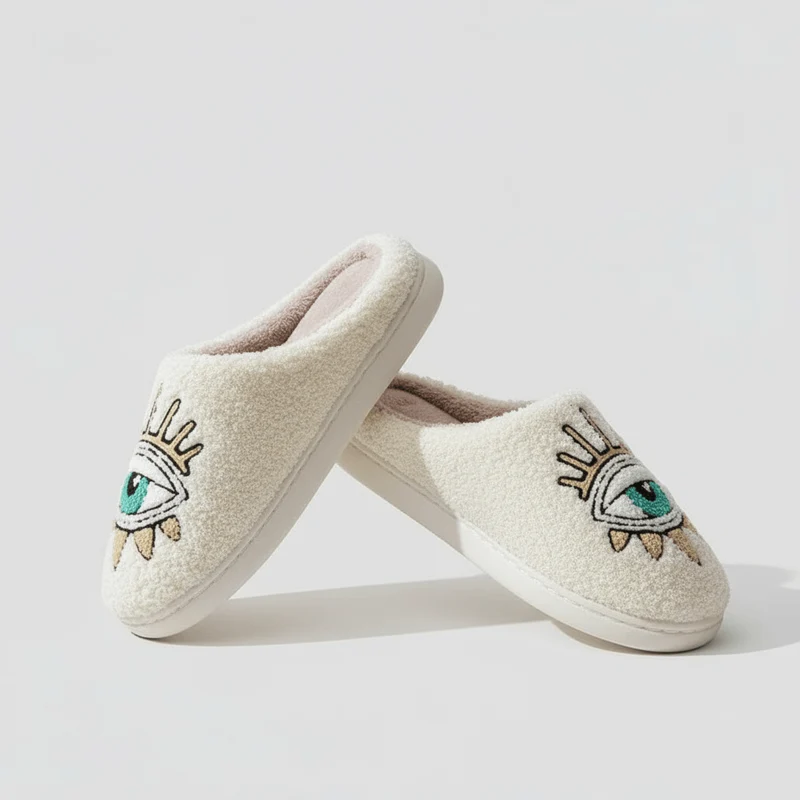 Chaussons moumoute oeil inca