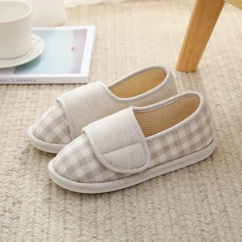 Chaussons à Scratch Vichy pour Femme