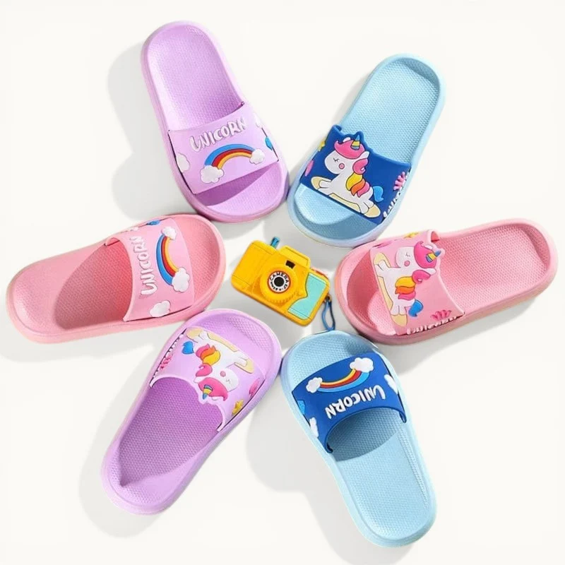 Chaussons licorne enfant été | Arc-en-ciel