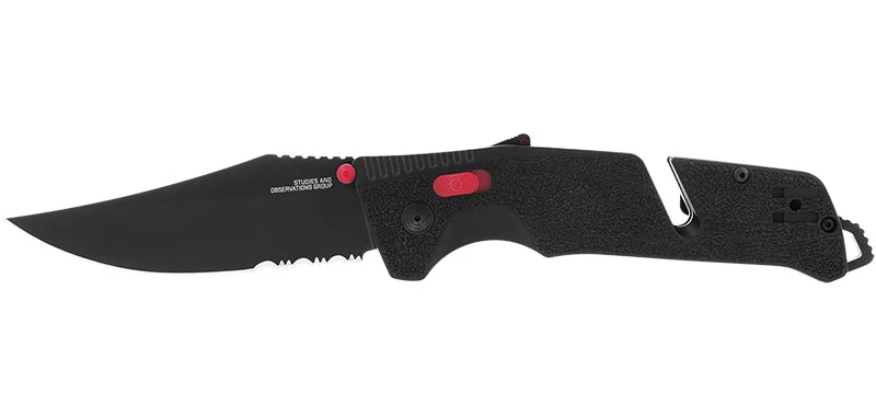 Couteau pliant SOG Trident AT crant acier CRYO D2 lame 94 mm lame clip point