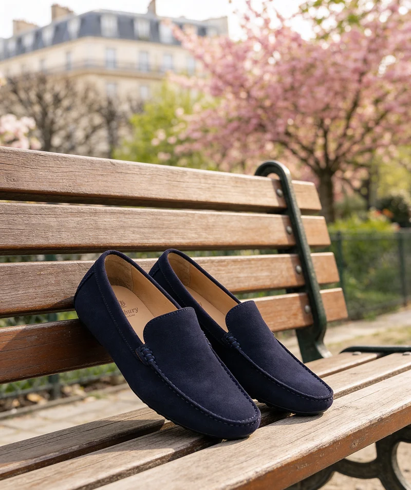 Mocassin DANDY Veau Velours Bleu Marine
