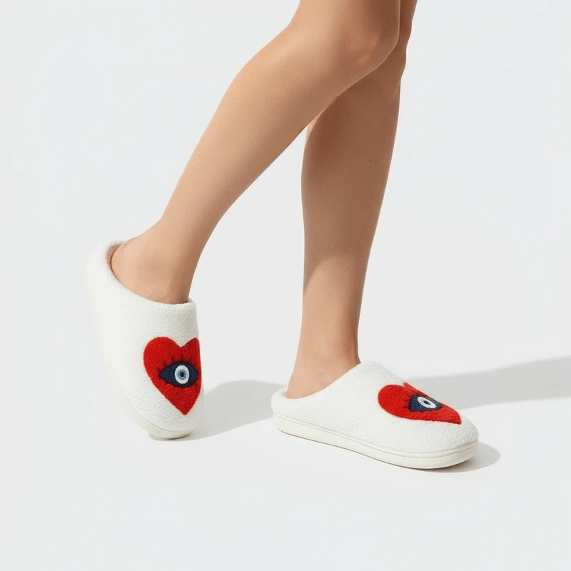Chaussons moumoute coeur original