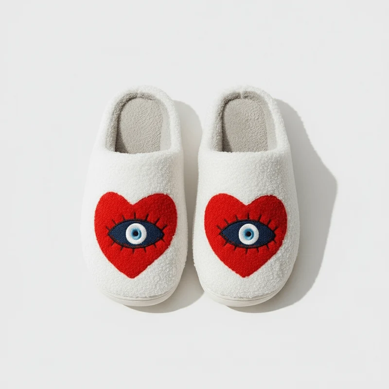 Chaussons moumoute coeur original