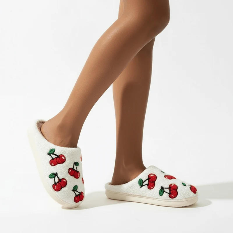 Chaussons moumoute cerise