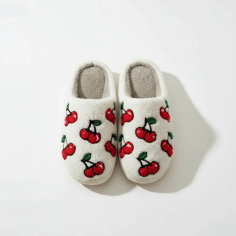 Chaussons moumoute cerise
