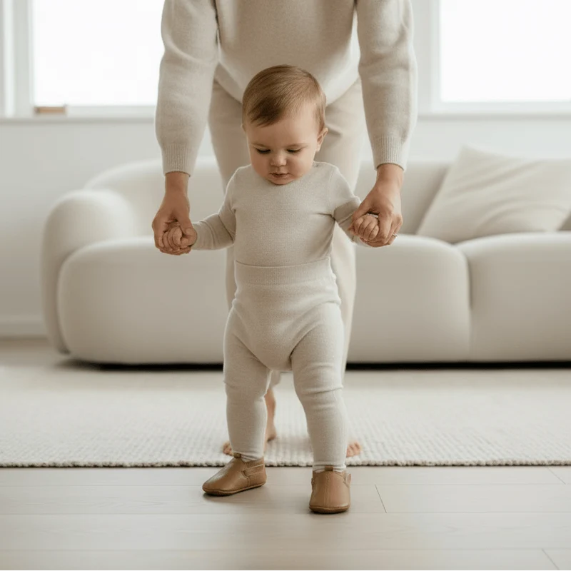 Chaussons en Cuir à Scratch pour Bébé