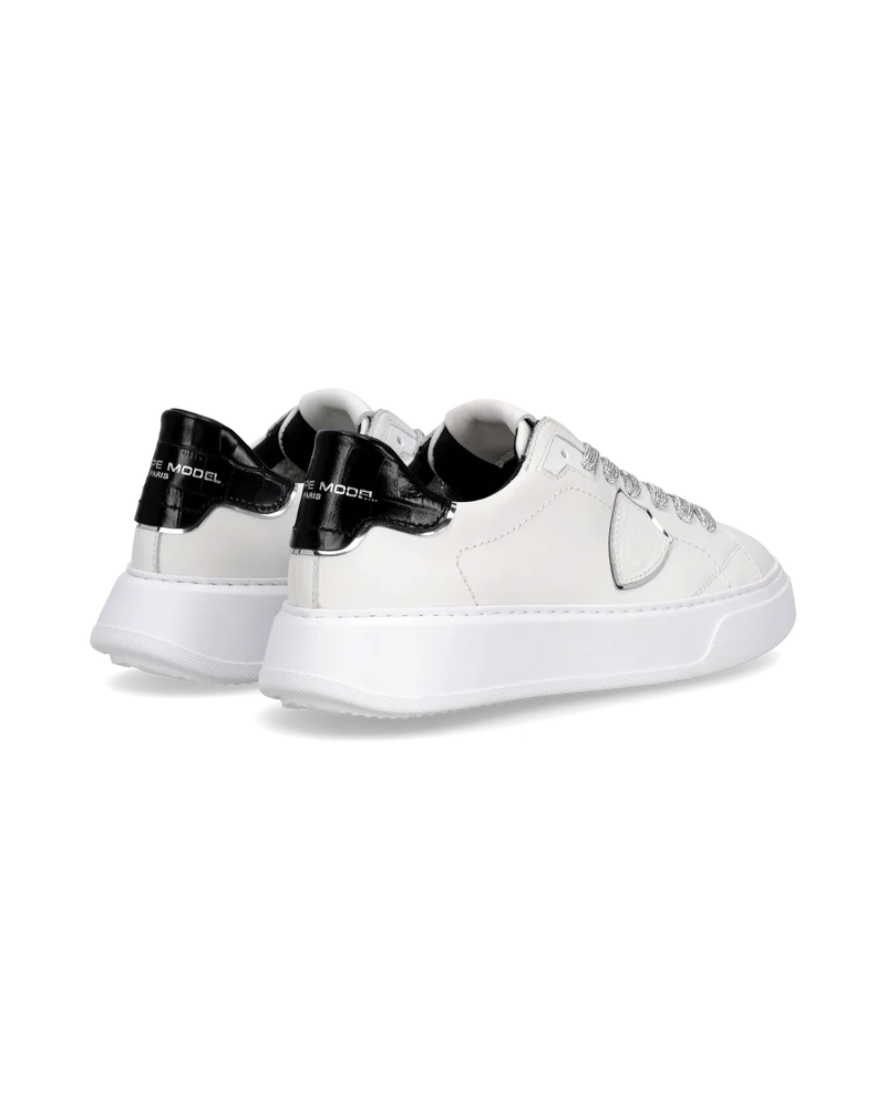 Sneakers Temple Women,, White Black Silver