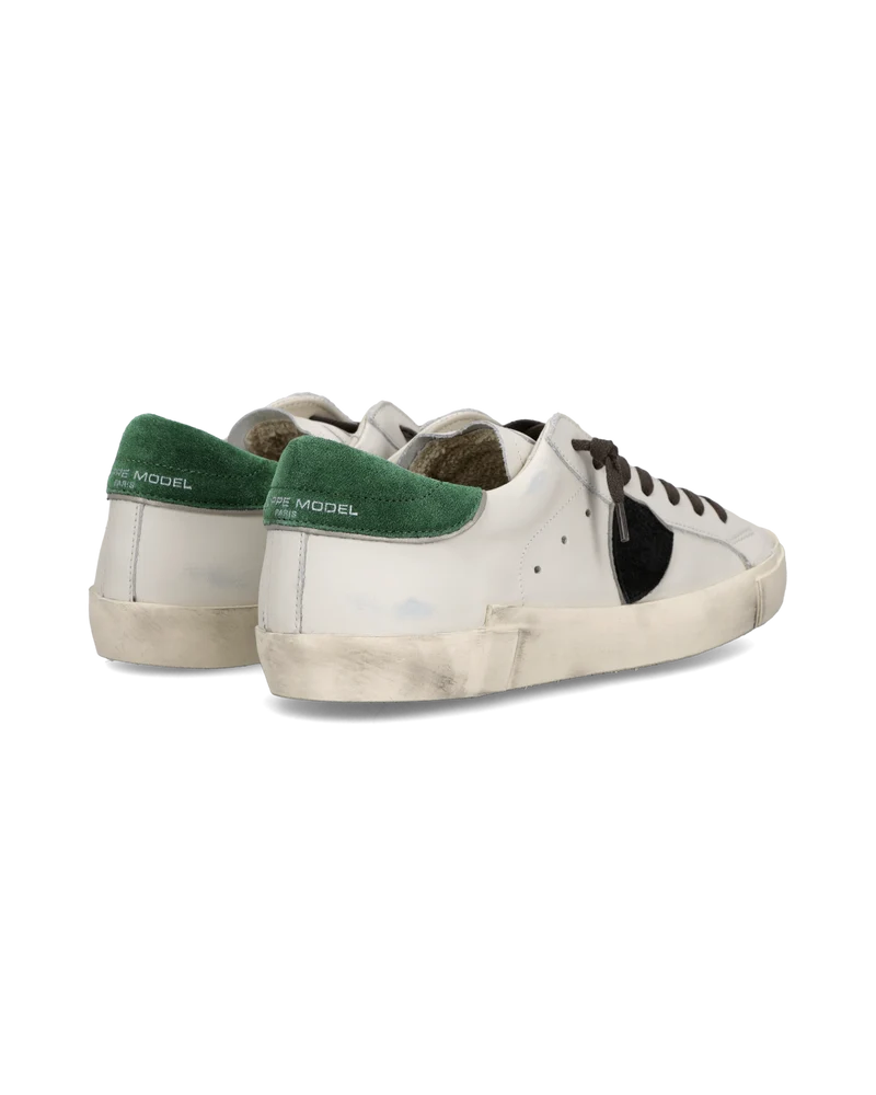Sneakers Prsx Men with Smooth Suede spoiler, White Bottle Green