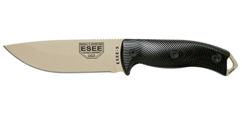 Couteau à lame fixe ESEE ESEE-5 Lame acier Carbone lame 132 mm lame drop point