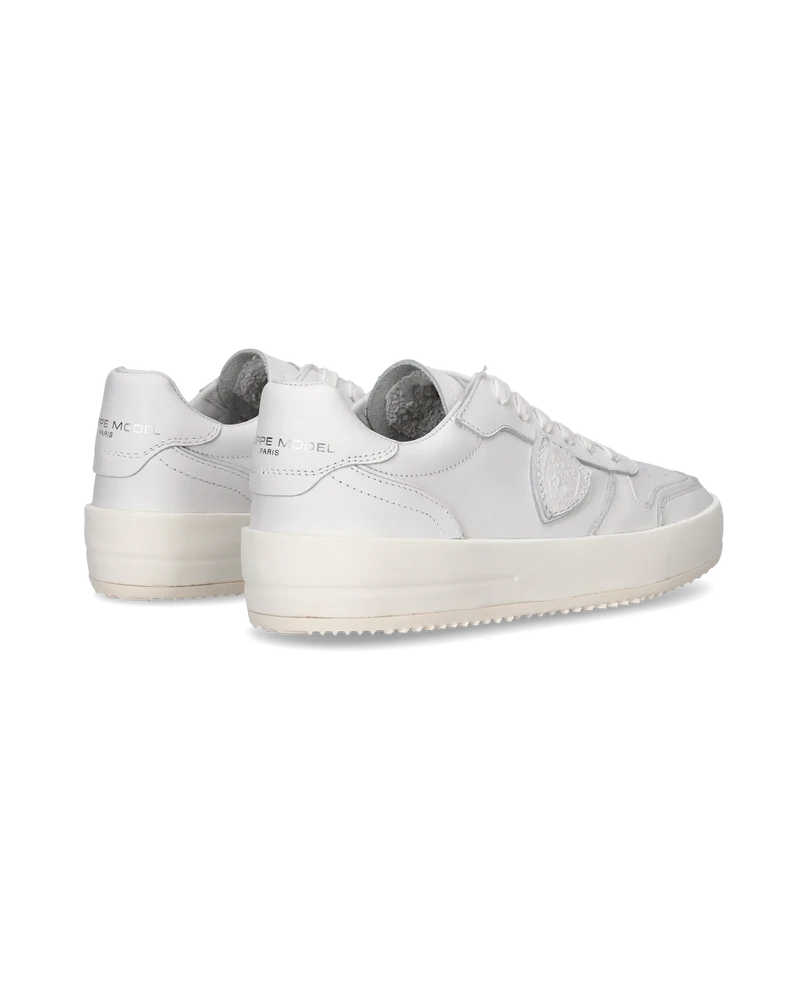 Women's Nice Low-Top Sneakers in Leather, White