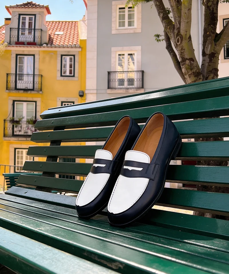 Mocassins Bicolore LILOU Marine et Blanc