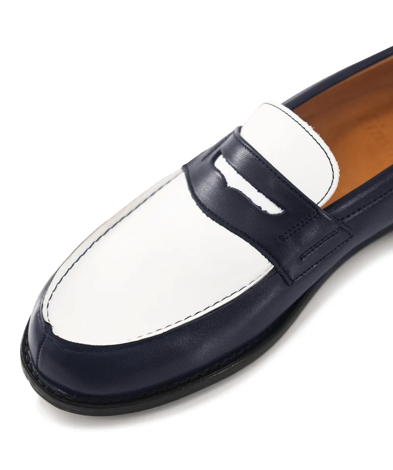 Mocassins Bicolore LILOU Marine et Blanc