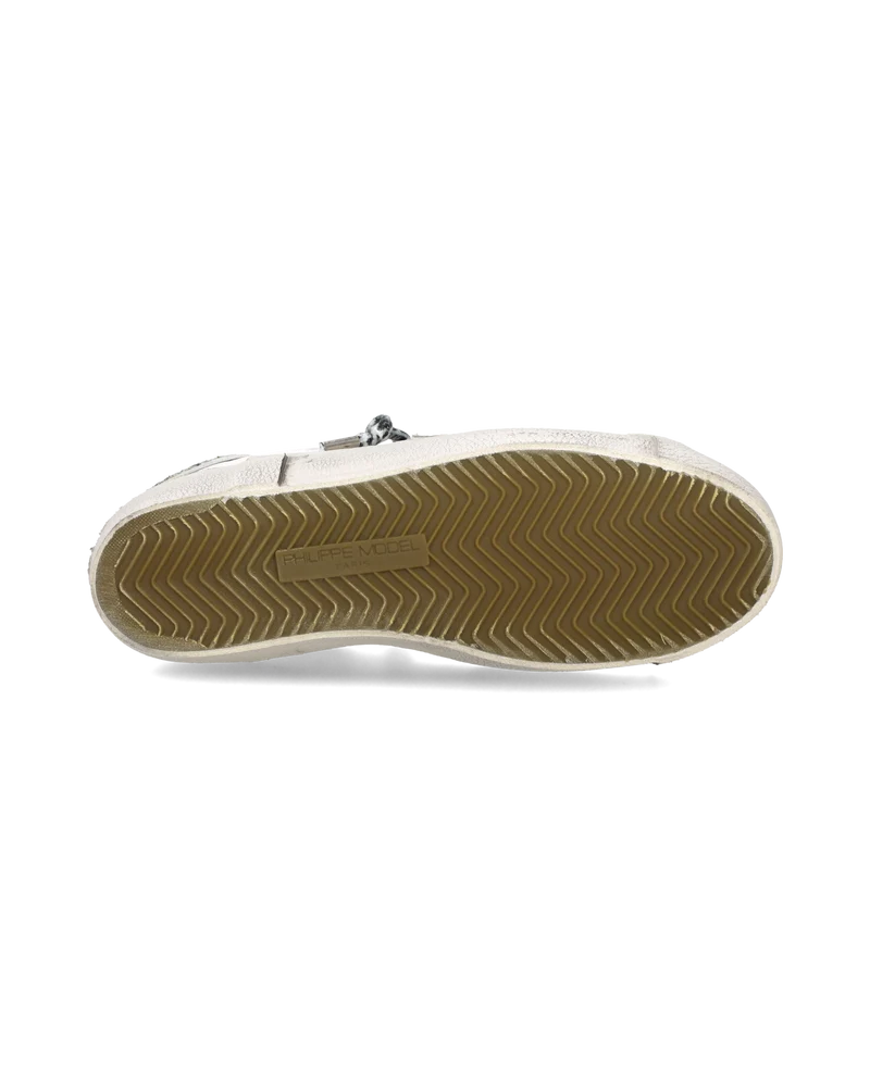 Sneakers Prsx Women with Glitter heel tab, White Light Blue Gold