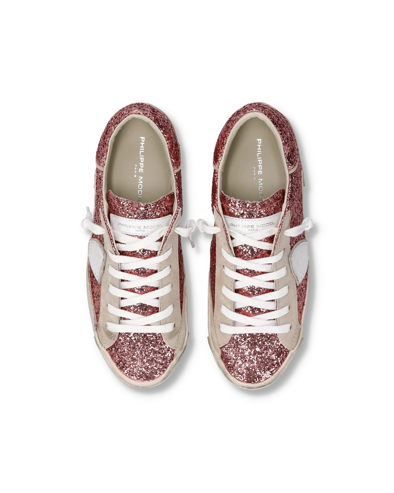 Sneakers Prsx Women with glitter upper, Pink