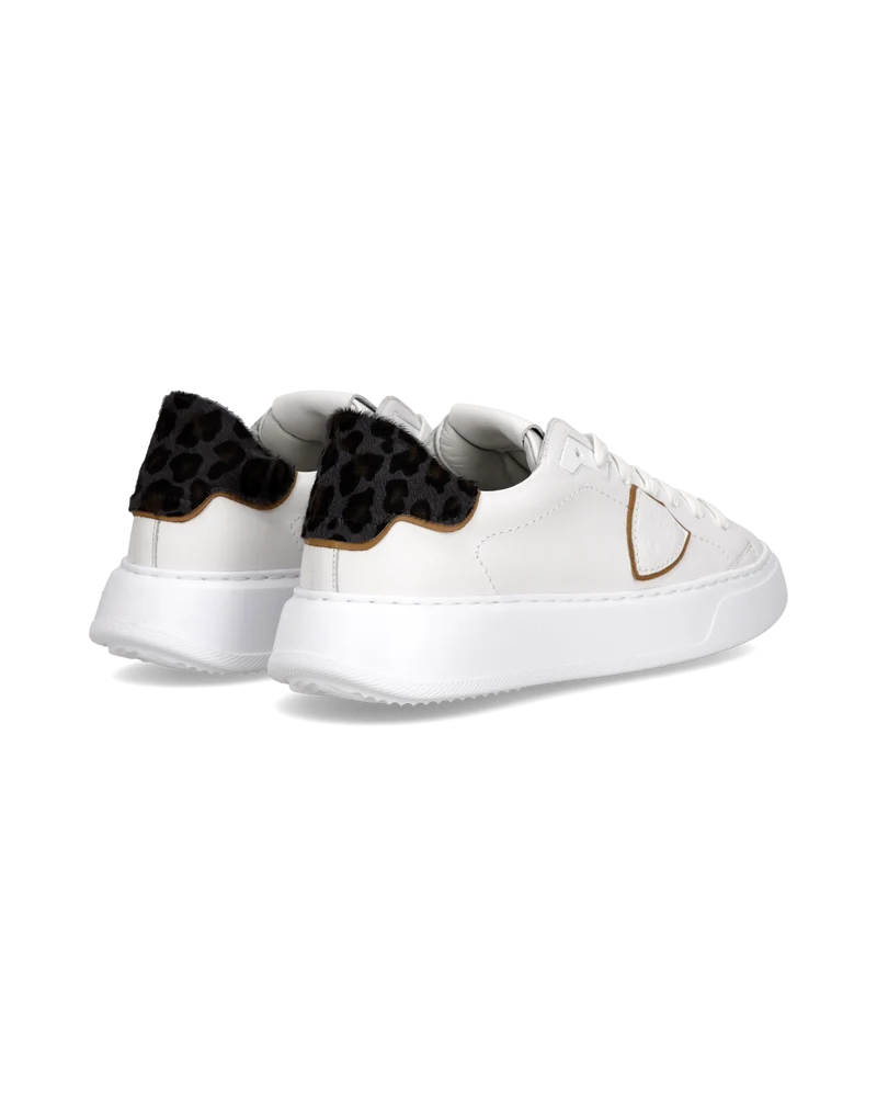 Sneakers Temple Tennis Women, White Blue Animal print