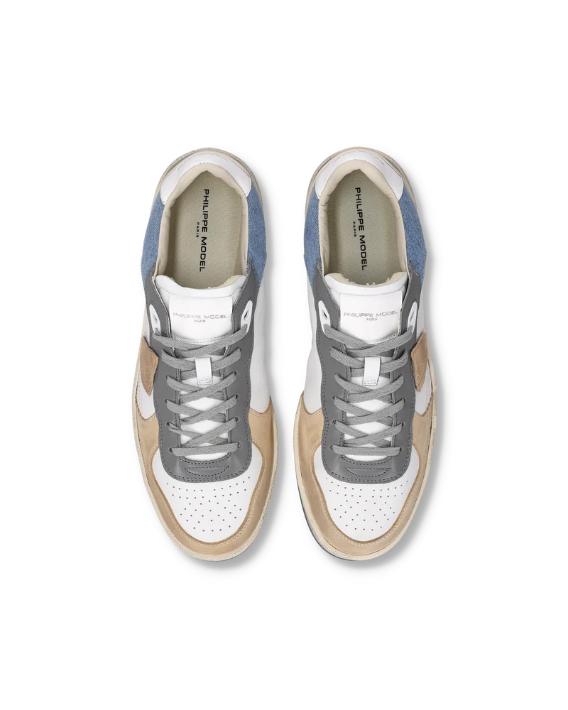 Sneakers Pgal Men, White Light Blue Denim