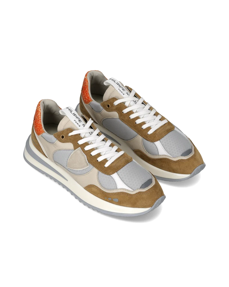 Sneakers Olympique Men, Beige Tobacco Orange