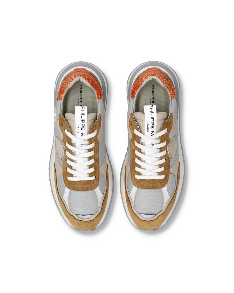 Sneakers Olympique Men, Beige Tobacco Orange