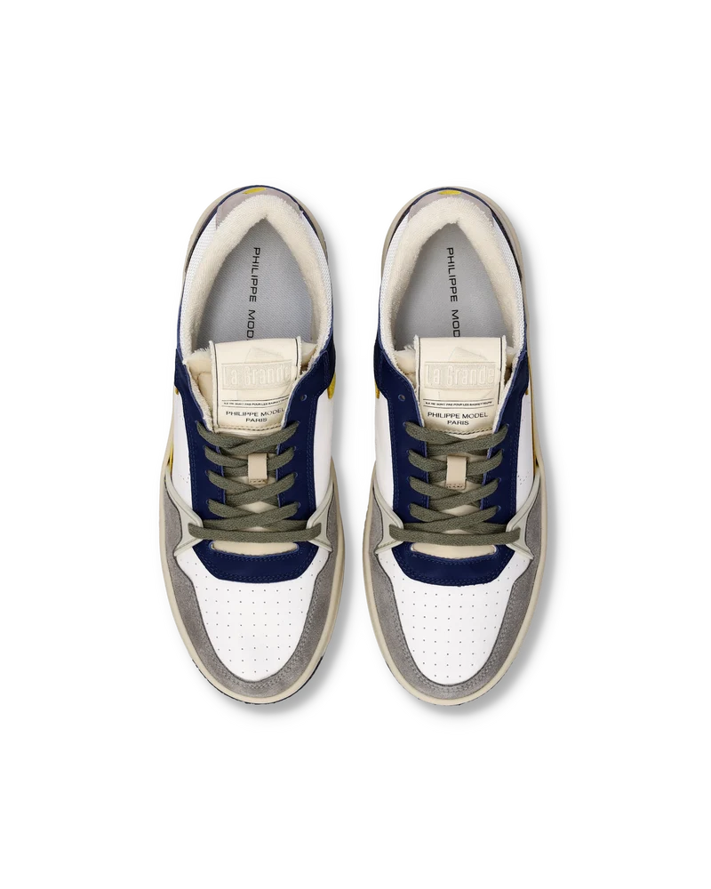 Sneakers La Grande Tennis Men, White Blue Yellow