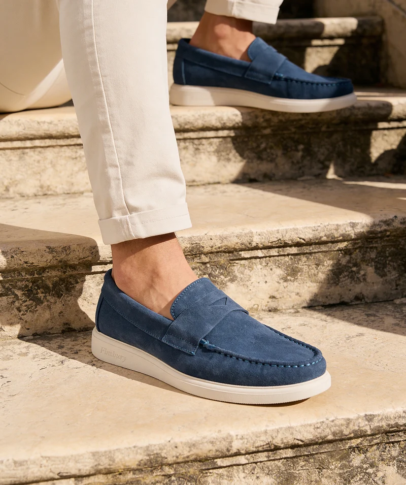 Mocassin ACAPULCO Veau Velours Bleu Azur
