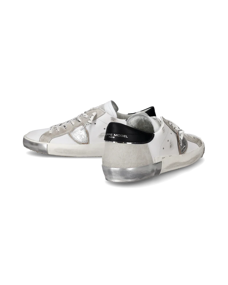 Men's Prsx Low-Top Sneakers in Leather, Silver White