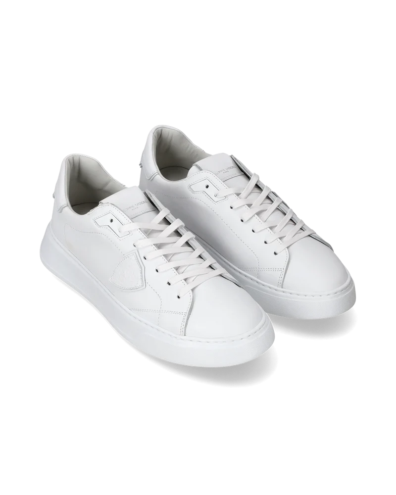 Men's Temple Low-Top Sneakers in Leather, White