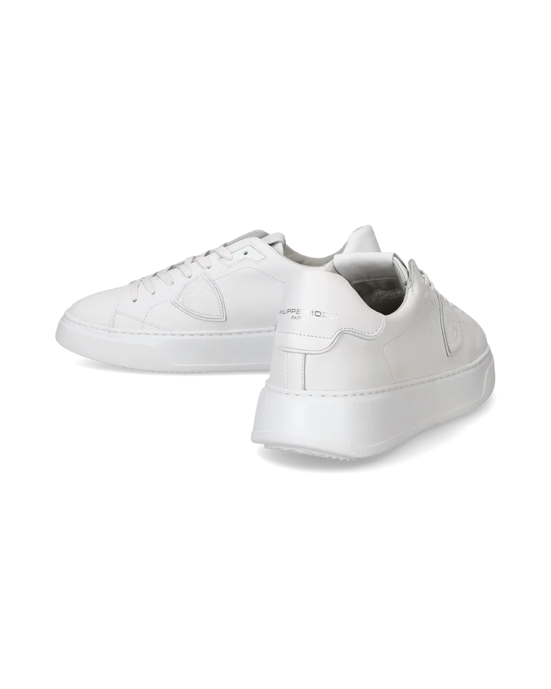 Men's Temple Low-Top Sneakers in Leather, White