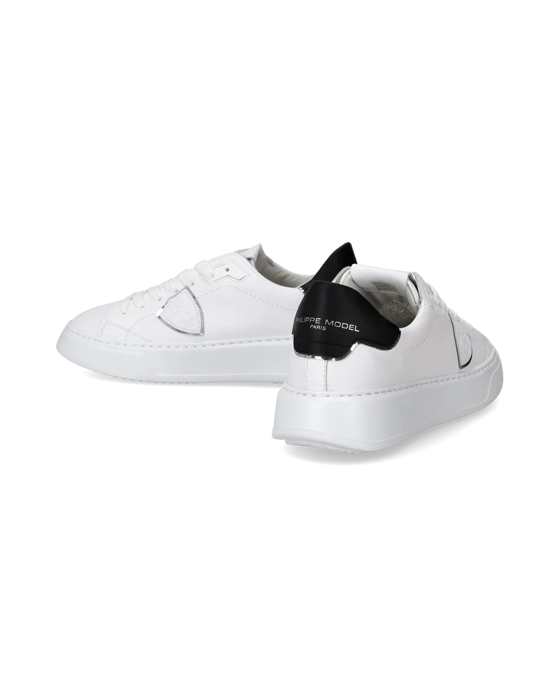 Women's Temple Low-Top Sneakers in Leather, White Black