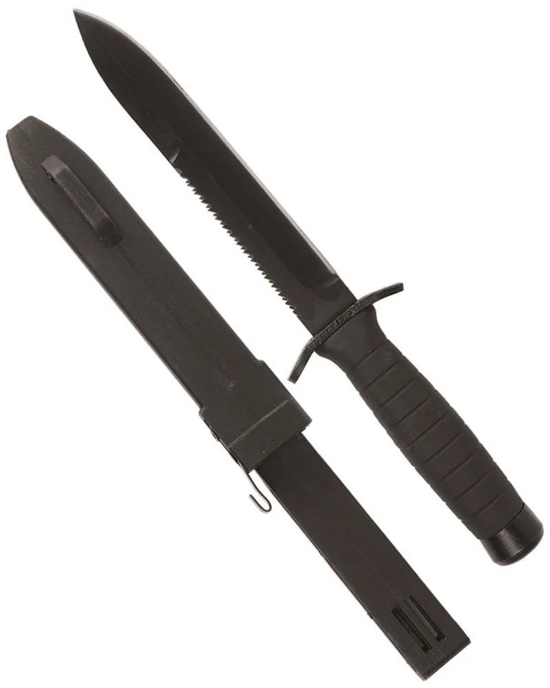 Couteau à lame fixe Mil-Tec avec scie dorsale 8 cm lame de 17 cm et fourreau ABS