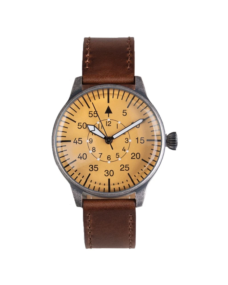 Montre d'aviateur Mil-Tec Quartz Vintage bracelet cuir grand cadran étanche 3 bar