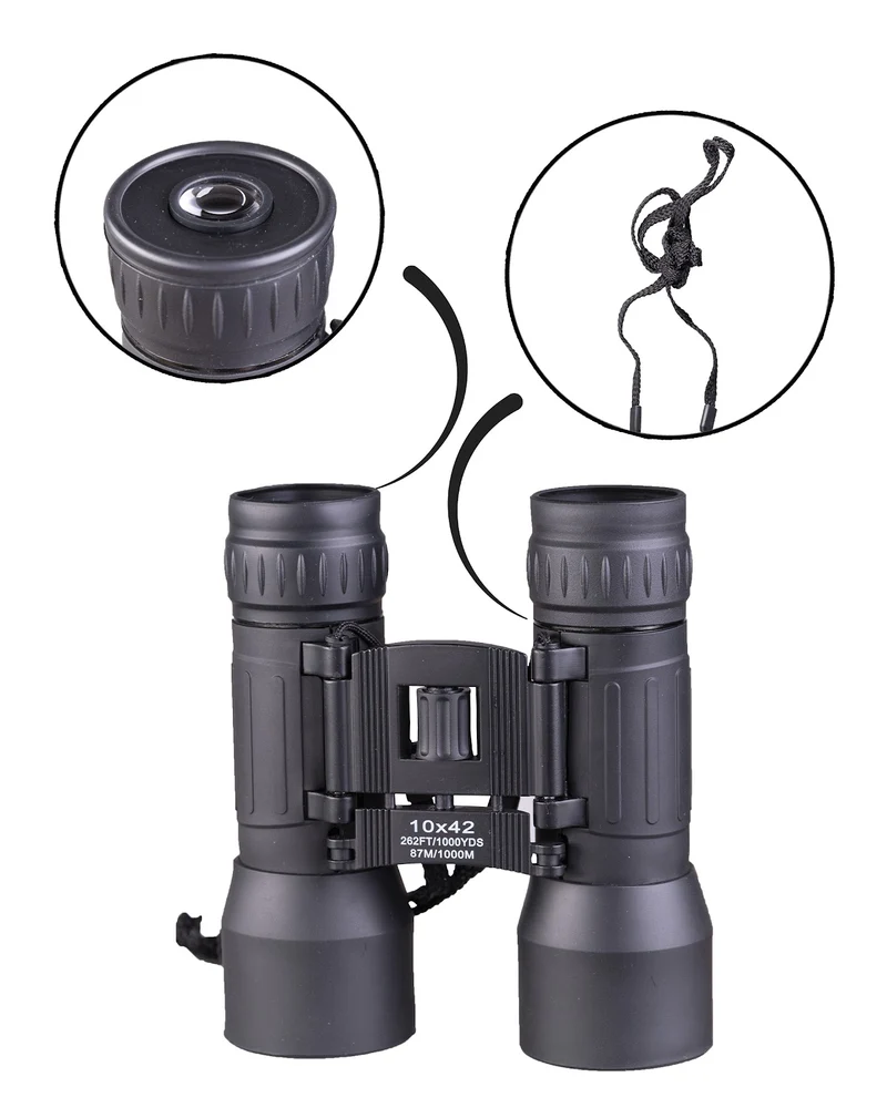 Jumelles pliantes Mil-Tec 10x42 objectif 42 mm 457 g avec étui nylon et sangle de portage
