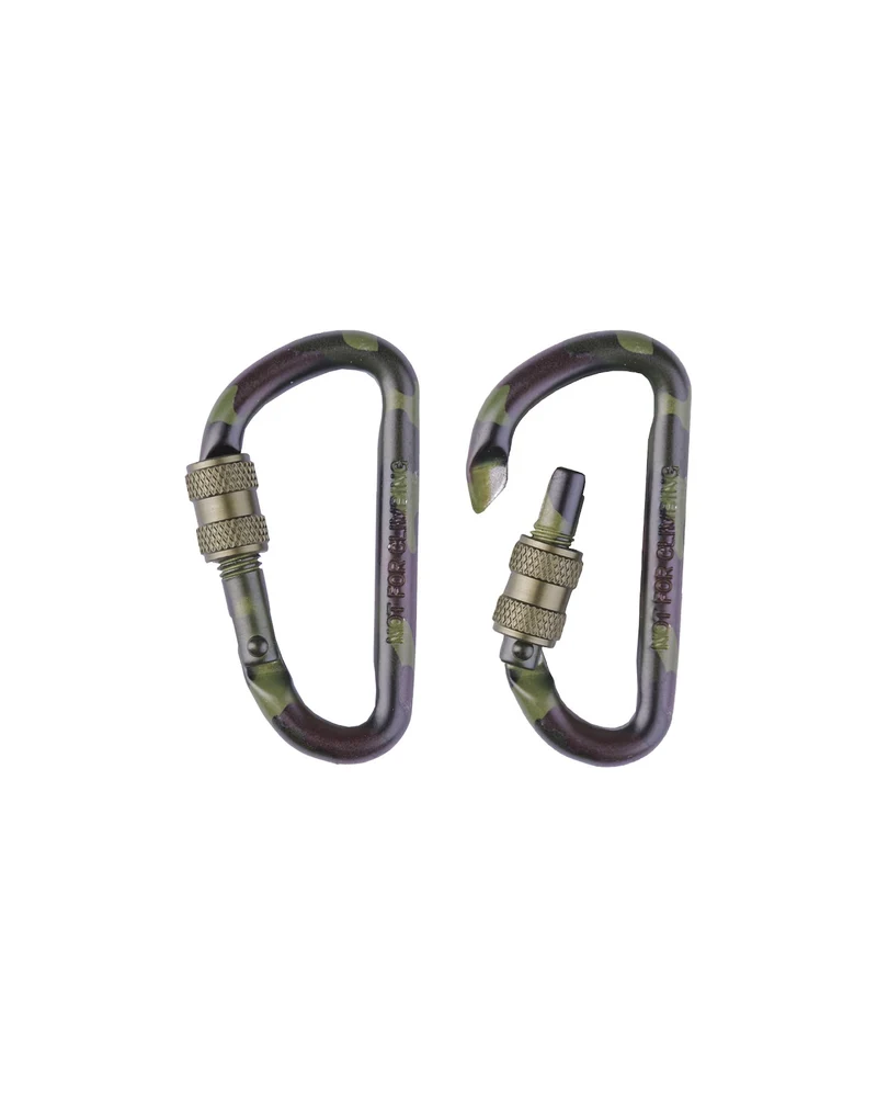 Paire de mousquetons tactiques Mil-Tec en alliage d'aluminium 60 mm pour sangle