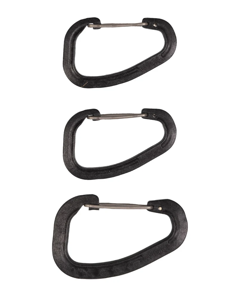 Lot de 3 mousquetons d'accessoire Wildo en polyoxyméthylène charges 35 et 50 kg