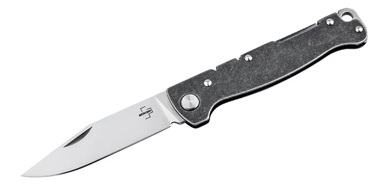 Couteau pliant Boker Plus Atlas Backlock Clippoint acier D2 lame 74 mm