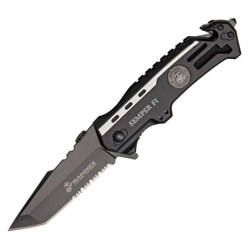 Couteau pliant US Marine Corps Rescue 1002 lame tanto 83 mm coupe-ceinture brise-vitre
