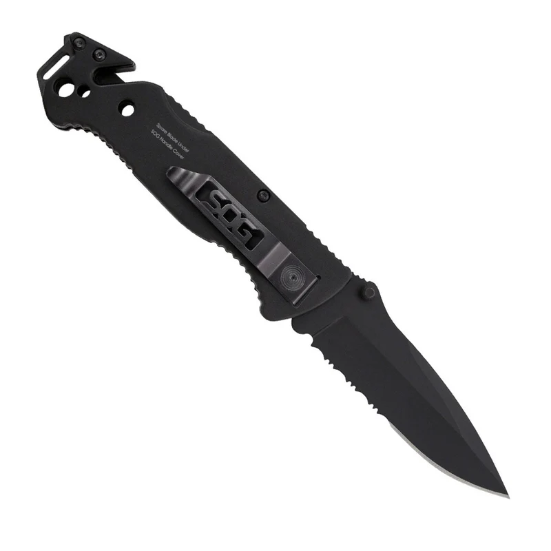 Couteau pliant SOG Escape acier 9Cr18MoV lame 83 mm revêtement TiNi coupe-lien