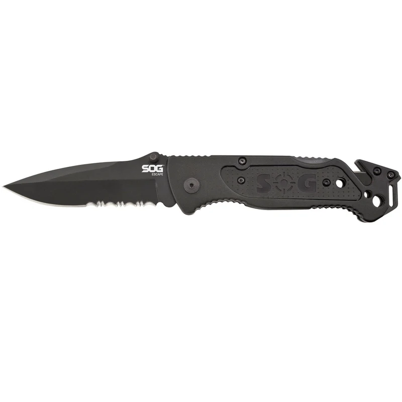 Couteau pliant SOG Escape acier 9Cr18MoV lame 83 mm revêtement TiNi coupe-lien