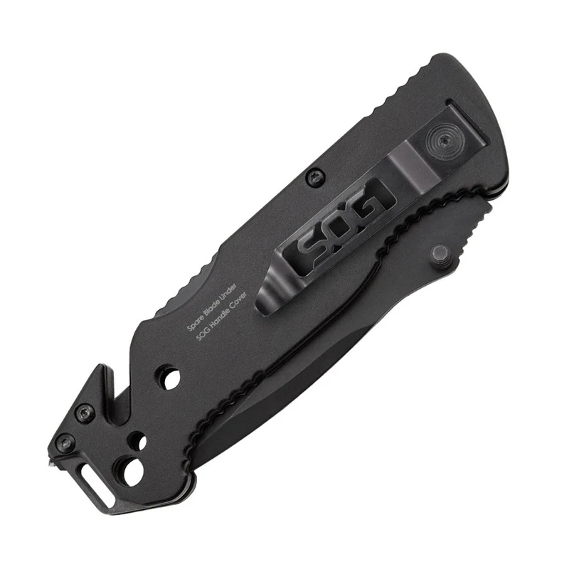 Couteau pliant SOG Escape acier 9Cr18MoV lame 83 mm revêtement TiNi coupe-lien